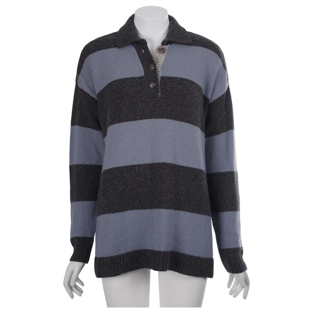 Madewell Sweater S Blue Gray Rugby Stripe Wool Knit Long Sleeve Pullover NM607